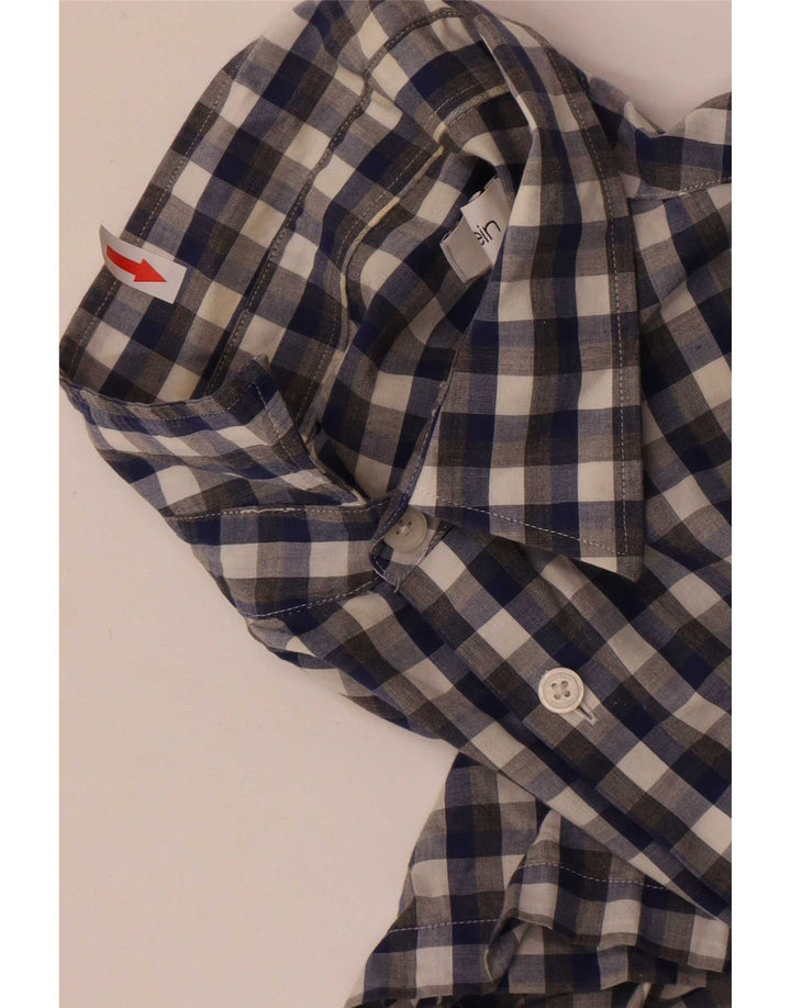 Calvin Klein Herren-Kurzarmhemd aus mittelblauer Gingham-Baumwolle