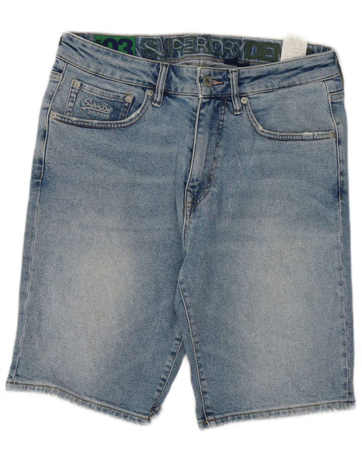 Superdry Herren Jeansshorts W32 Mittelblaue Baumwolle