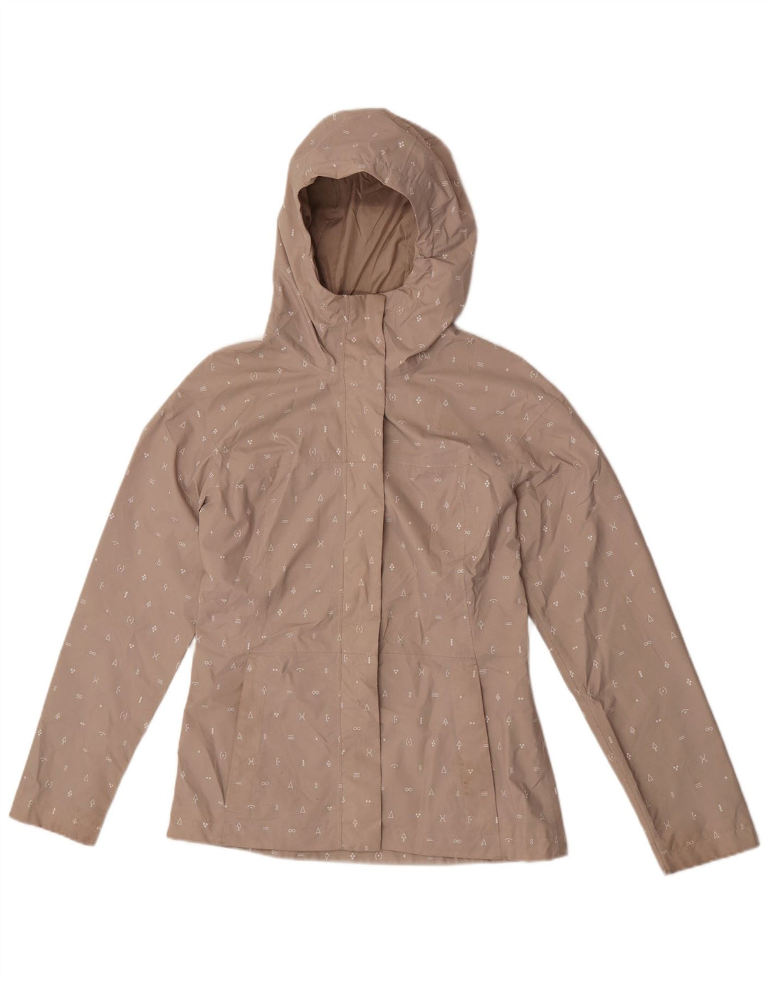 The North Face Damen Graphic Hooded Rain Jacket UK 10 Small Beige