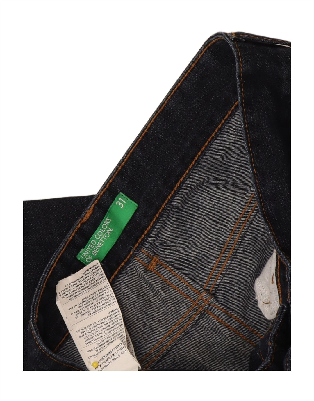 Benetton Herren Slim Jeans W31 L31 Marineblaue Baumwolle