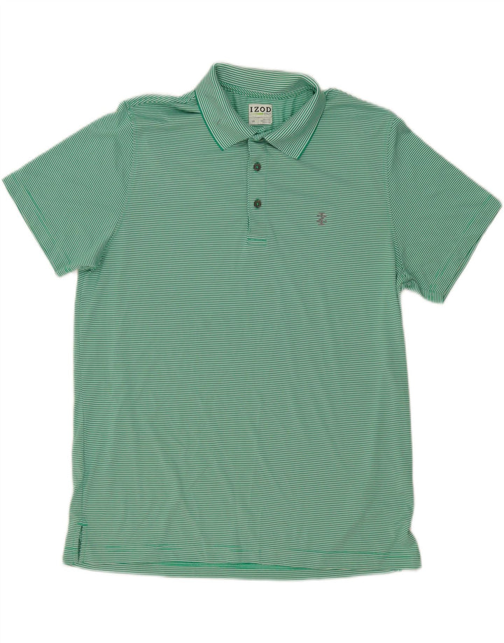 IZOD Mens Polo Shirt Large Green Pinstripe Polyester Vintage Izod and Second-Hand Izod from Messina Hembry 