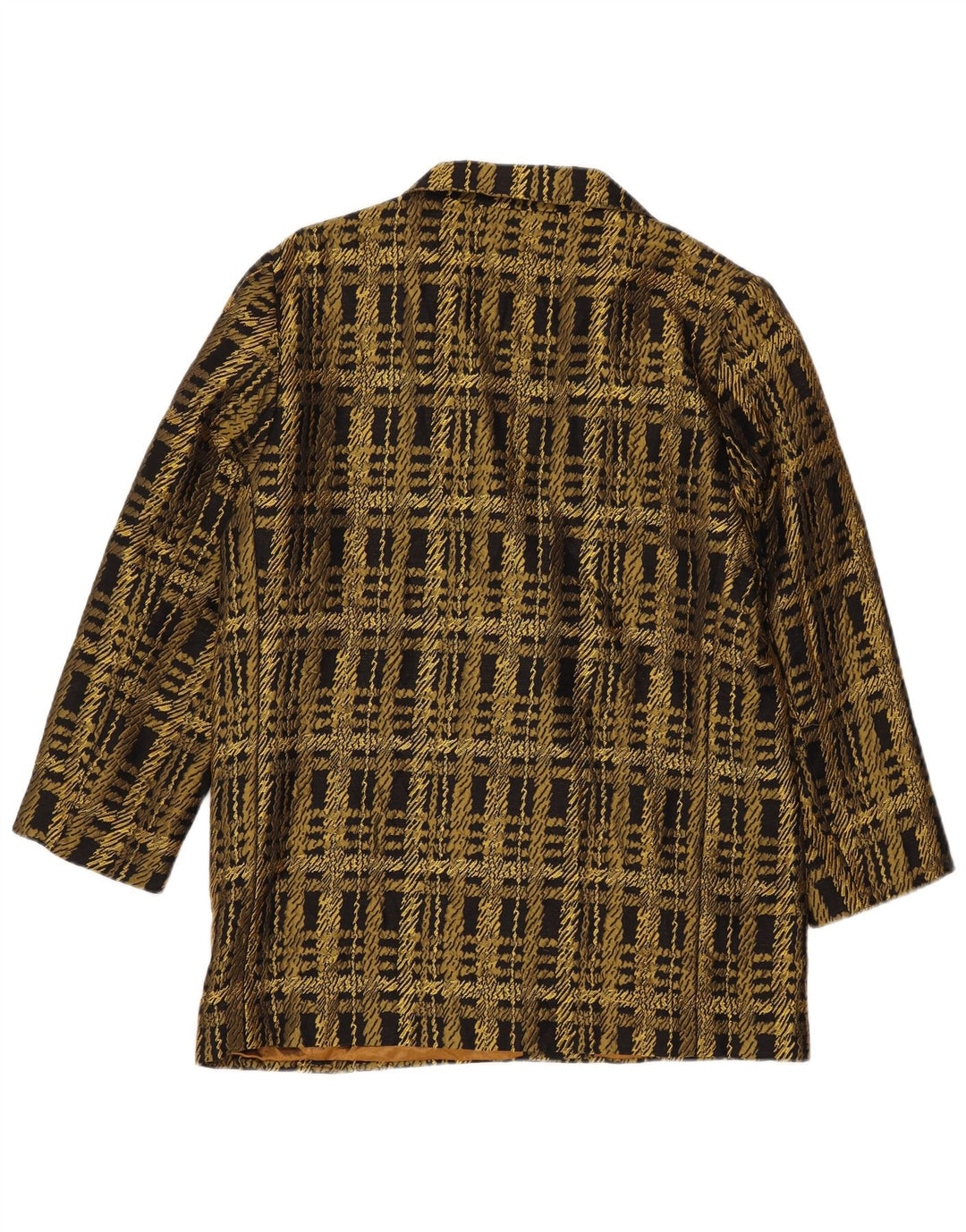 Vintage Damen Zweireiher Blazer Jacke UK 16 Large Gold Check