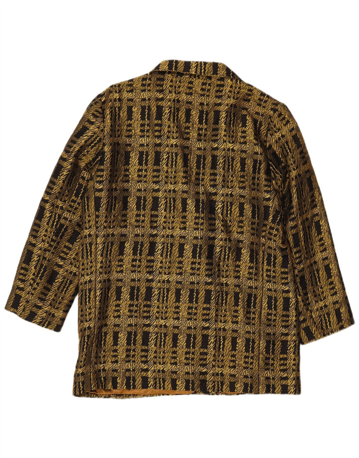 Vintage Damen Zweireiher Blazer Jacke UK 16 Large Gold Check