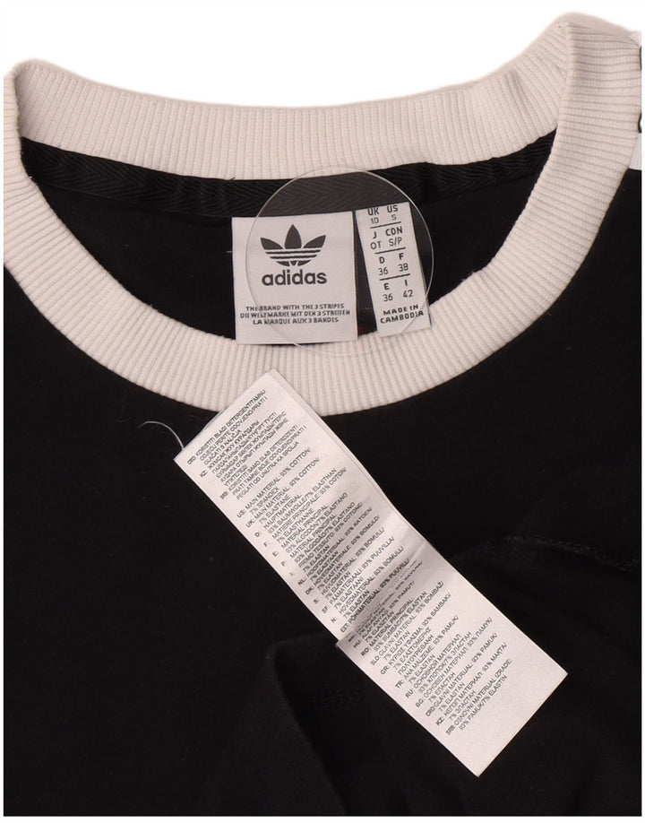 Adidas Damen Top Langarm UK 10 Small Schwarz Baumwolle
