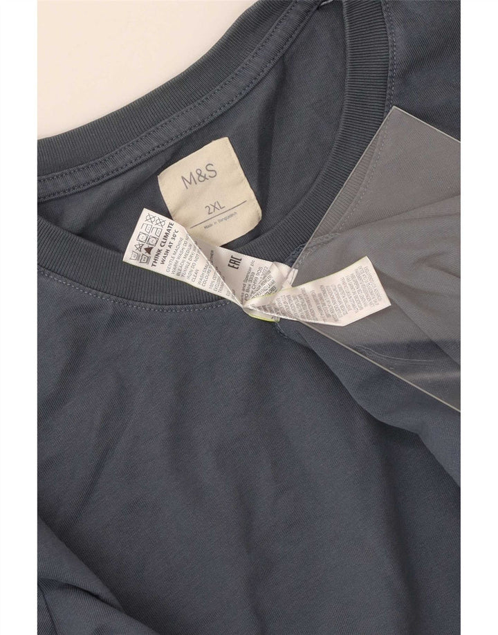 Marks & Spencer Herren Top Langarm 2XL Blau Baumwolle