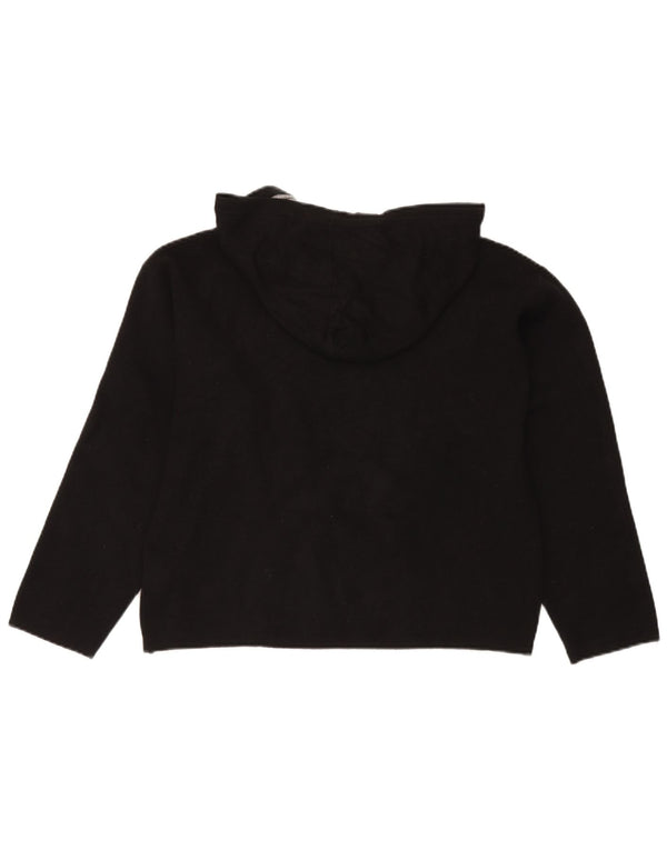 Replay Damen Crop Graphic Hoodie Pullover UK 16 Large Schwarz Viskose