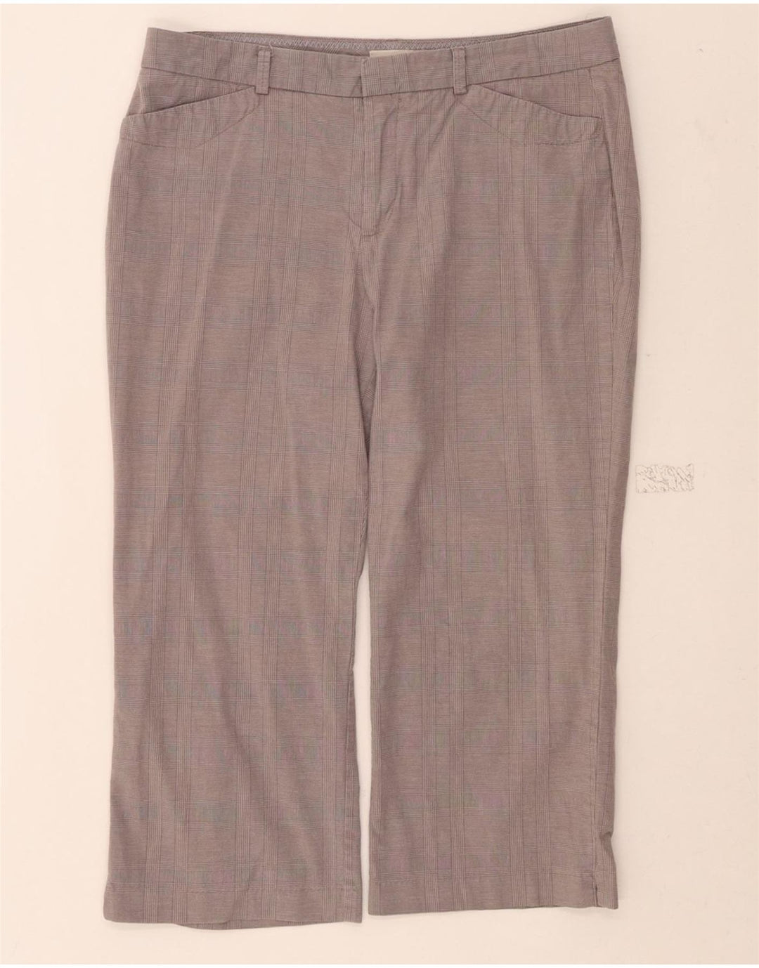 DOCKERS Womens Straight Capri Trousers US 12 Large W34 L22 Grey Check Vintage Dockers and Second-Hand Dockers from Messina Hembry 