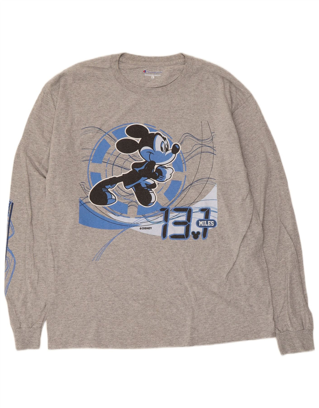 Champion Herren-Oberteil mit Mickey-Mouse-Grafik, langärmelig, Größe L, Grau