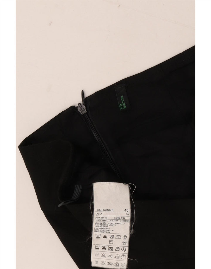 Benetton Damen Bleistiftrock IT 40 Small W30 Schwarz Polyester