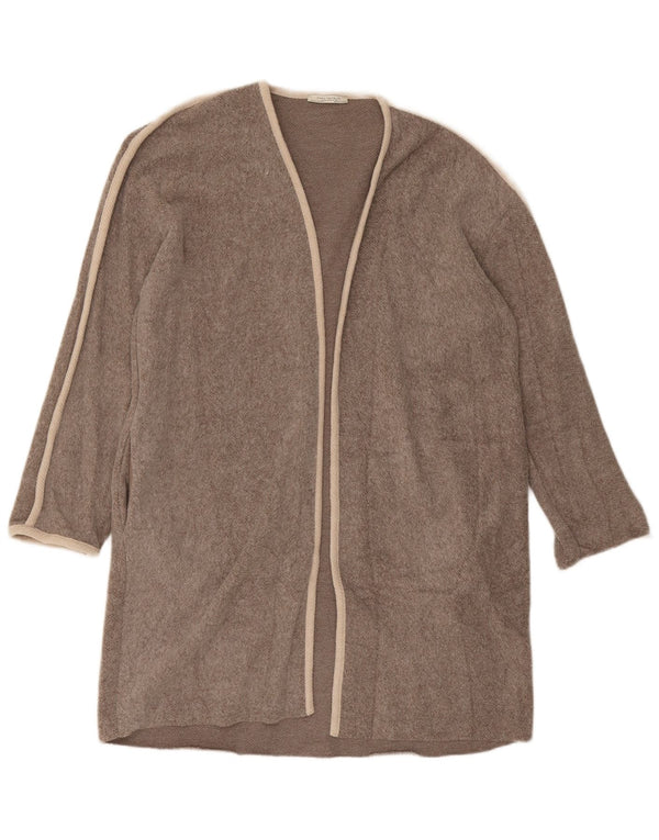 Zara Damen-Strickjacke, übergroß, lang geschnitten, offen, Gr. 10, Größe S, Braun