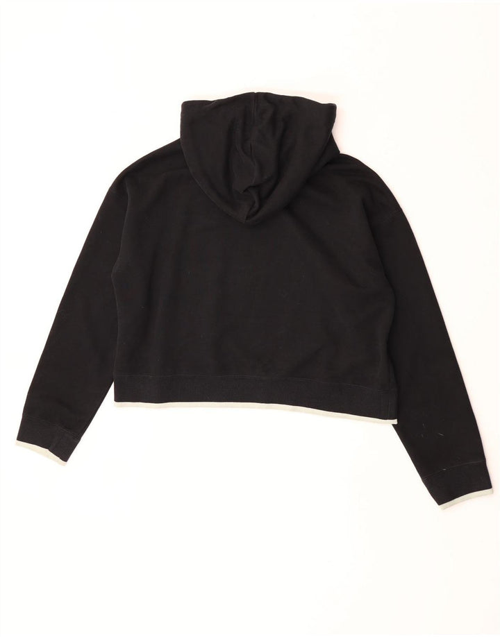 Adidas Damen Crop Oversized Hoodie Pullover UK 10 Small Schwarz Polyester