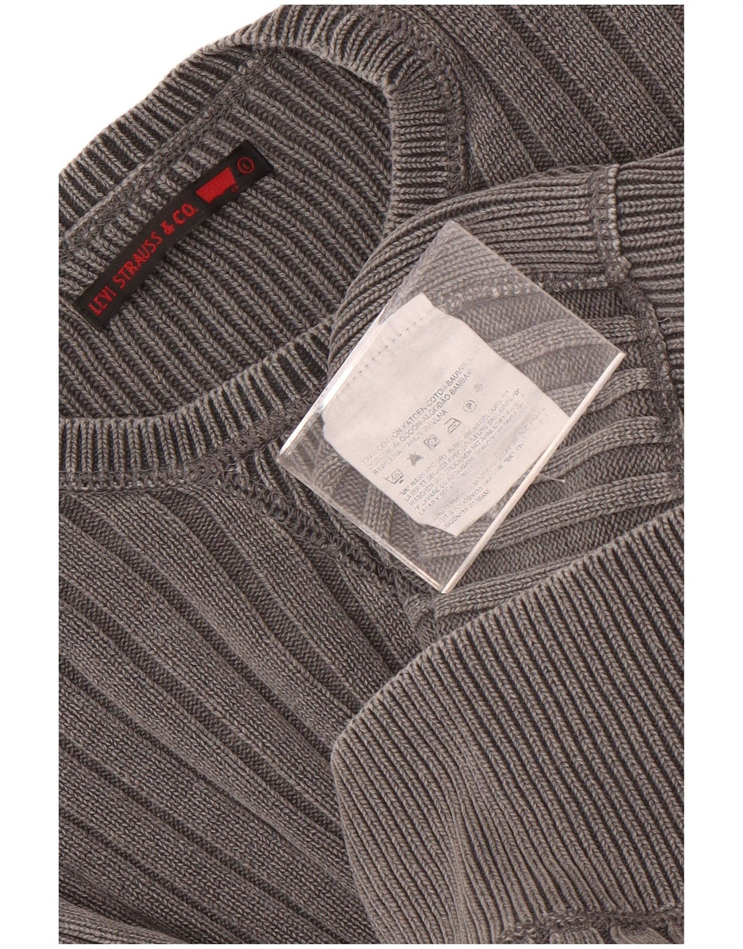 Levi's Herren-Pullover mit Rundhalsausschnitt, Größe L, aus grauer Baumwolle