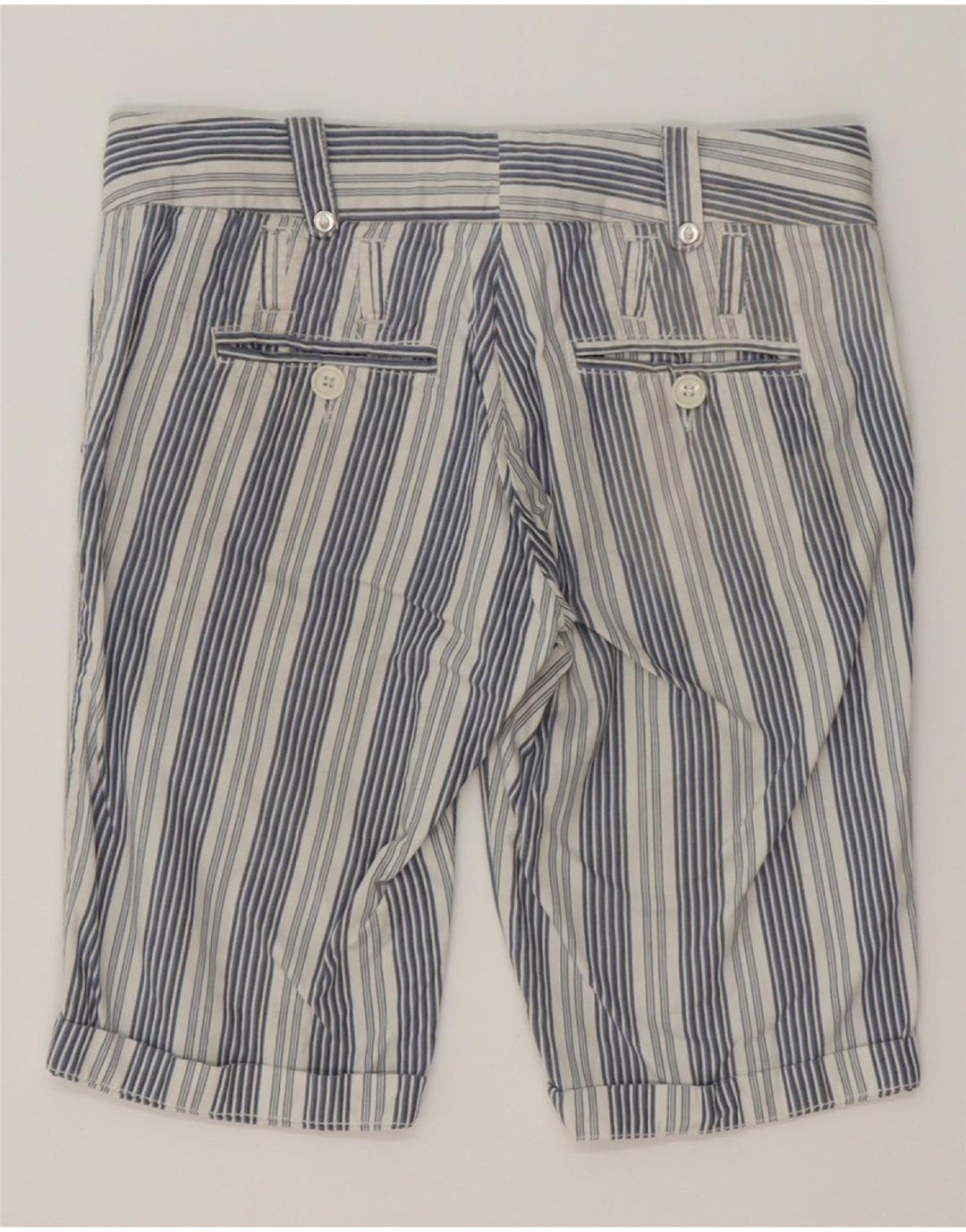 BEST COMPANY Womens Bermuda Shorts IT 42 Medium W30 Blue Striped Cotton Vintage Best Company and Second-Hand Best Company from Messina Hembry 