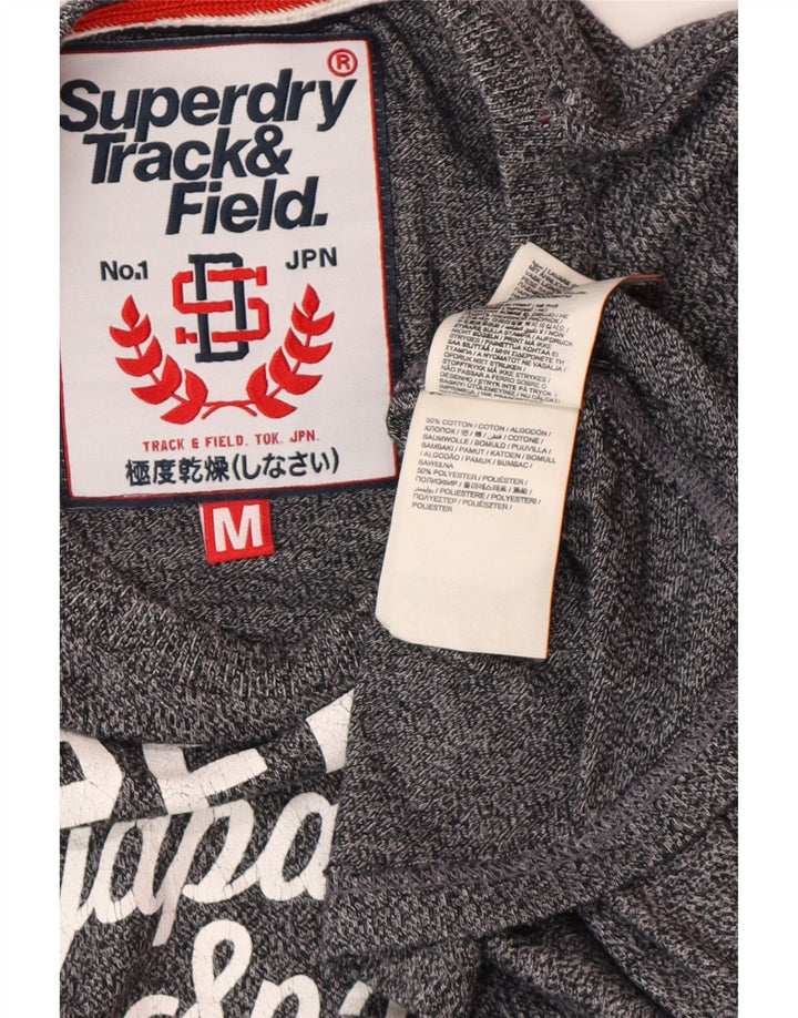SUPERDRY Grafisches T-Shirt-Oberteil für Herren aus mittelgrau gesprenkelter Baumwolle