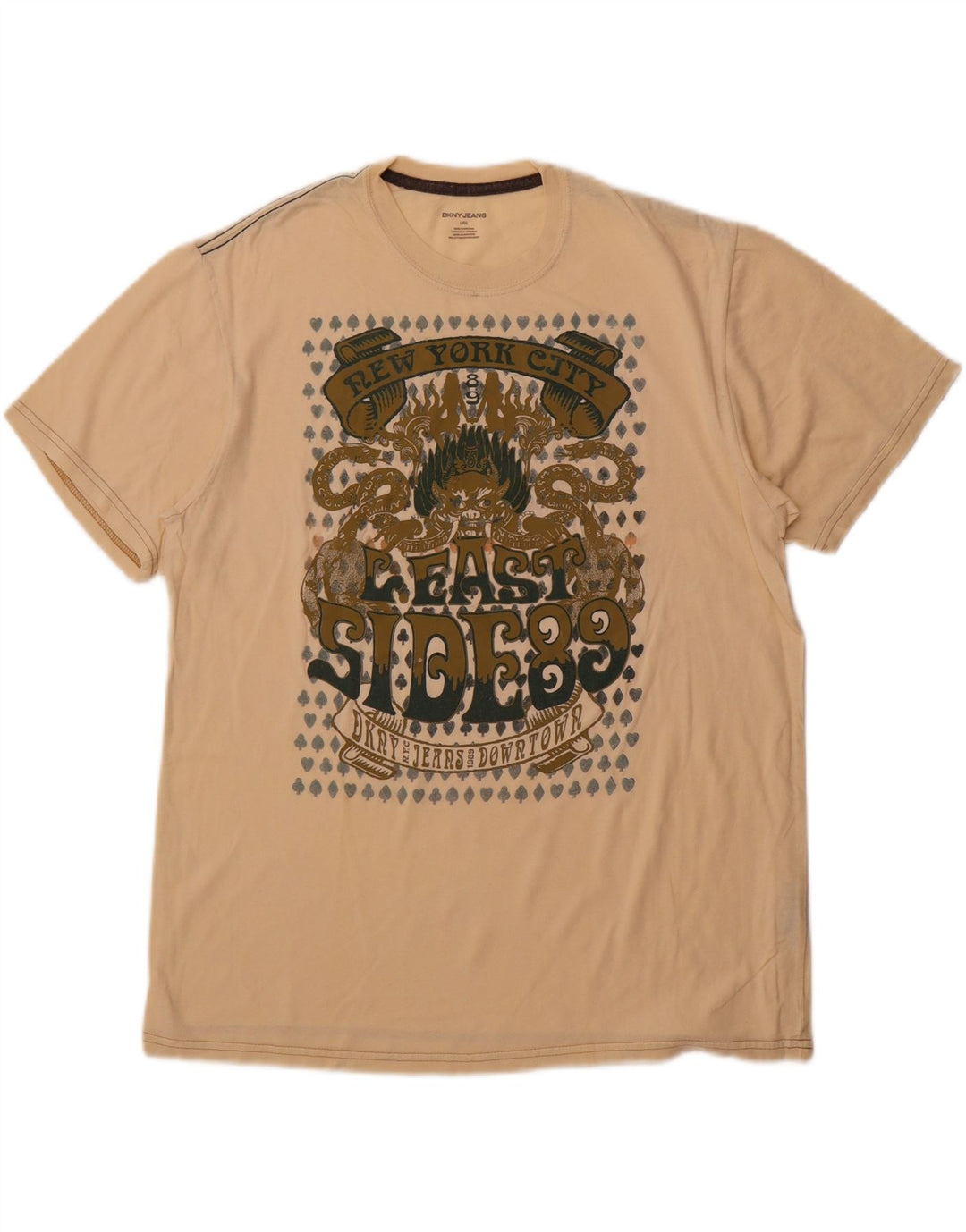 DKNY Herren-T-Shirt mit Grafik, Größe L, Beige, Baumwolle
