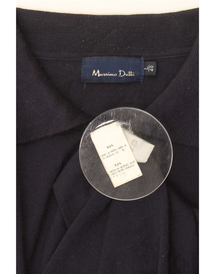 Massimo Dutti Herren-Pullover mit Rollkragen, groß, marineblaue Wolle