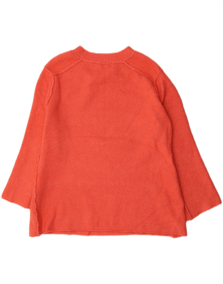 Übergroßer Damen-Pullover mit U-Boot-Ausschnitt von Zara, Gr. 10, Größe S, Orange, Polyester