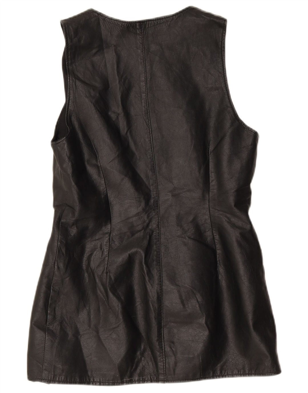 Vintage Damen Lederweste UK 10 Small Schwarz