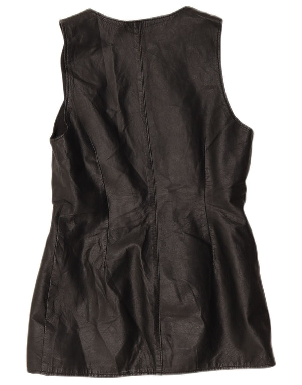 Vintage Damen Lederweste UK 10 Small Schwarz