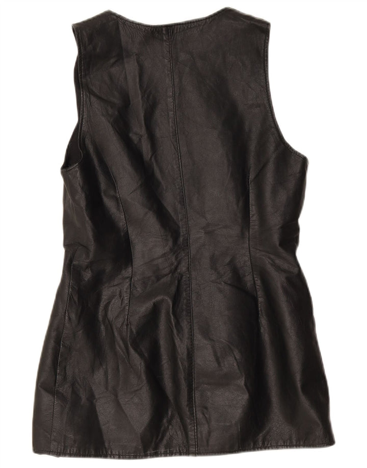 Vintage Damen Lederweste UK 10 Small Schwarz