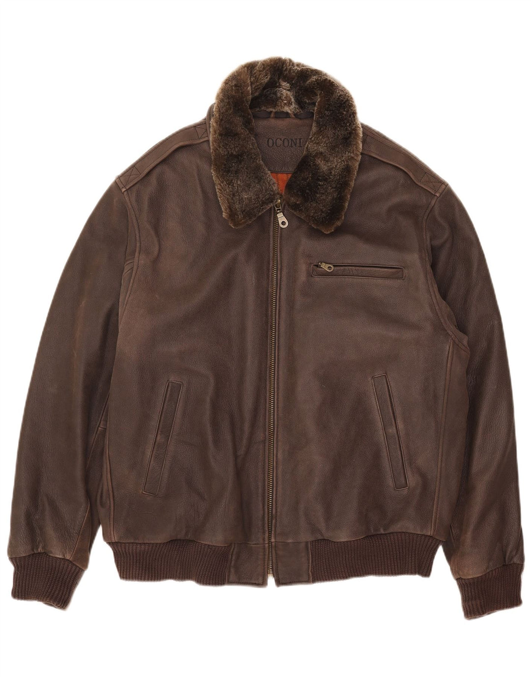 Oconi Herren Lederjacke IT 54 2XL Braunes Leder