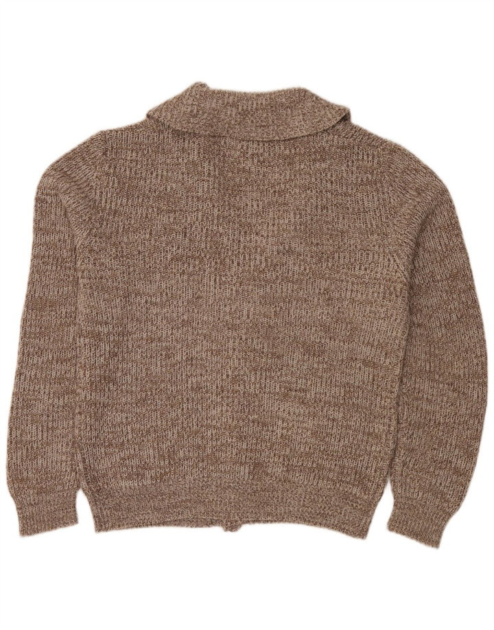 Belmonte Herren-Cardigan-Pullover 2XL Braun geflecktes Acryl
