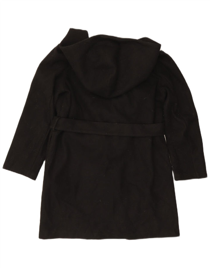 Zara Damen Kapuzenmantel UK 14 Medium Schwarz Polyester