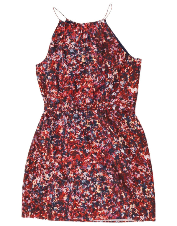 Dkny Womens Abstract Pattern Ärmelloses Etuikleid UK 14 Large Rot