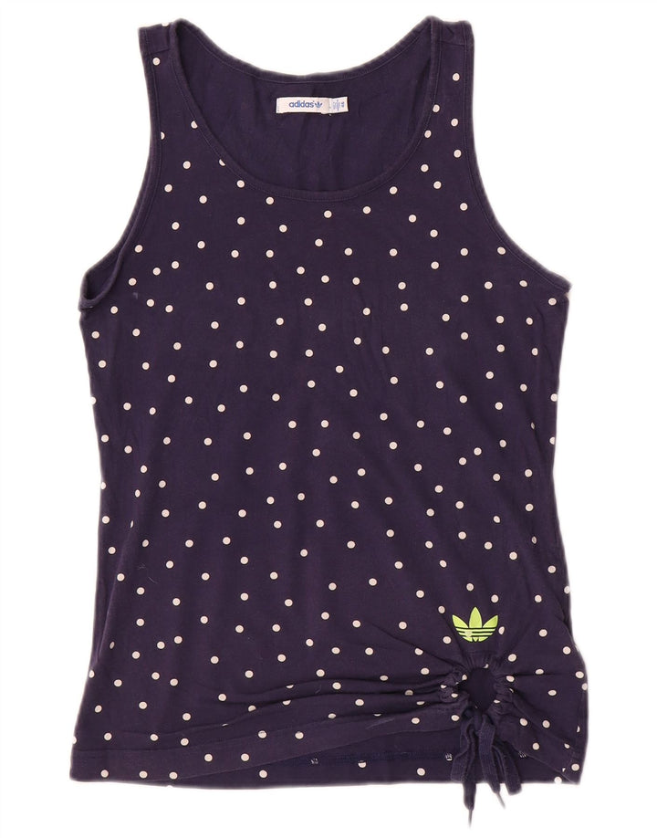 Adidas Damen Weste Top IT 46 Medium Marineblau Polka Dot Baumwolle