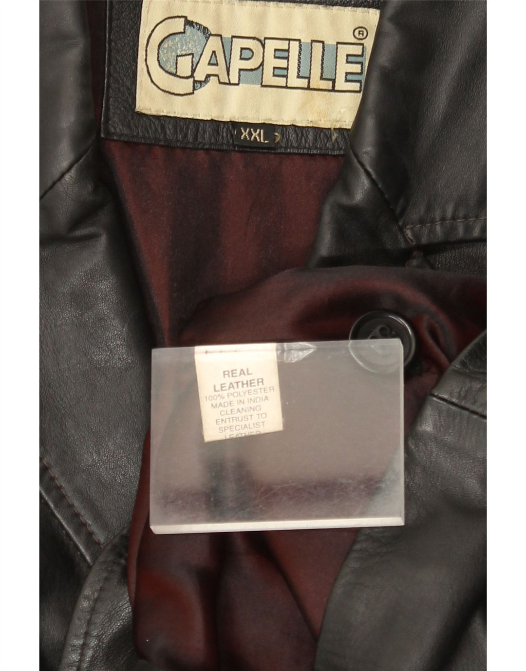 CAPELLE Herren-Blazerjacke aus Leder mit 4 Knöpfen, UK 44, 2XL, schwarzes Leder