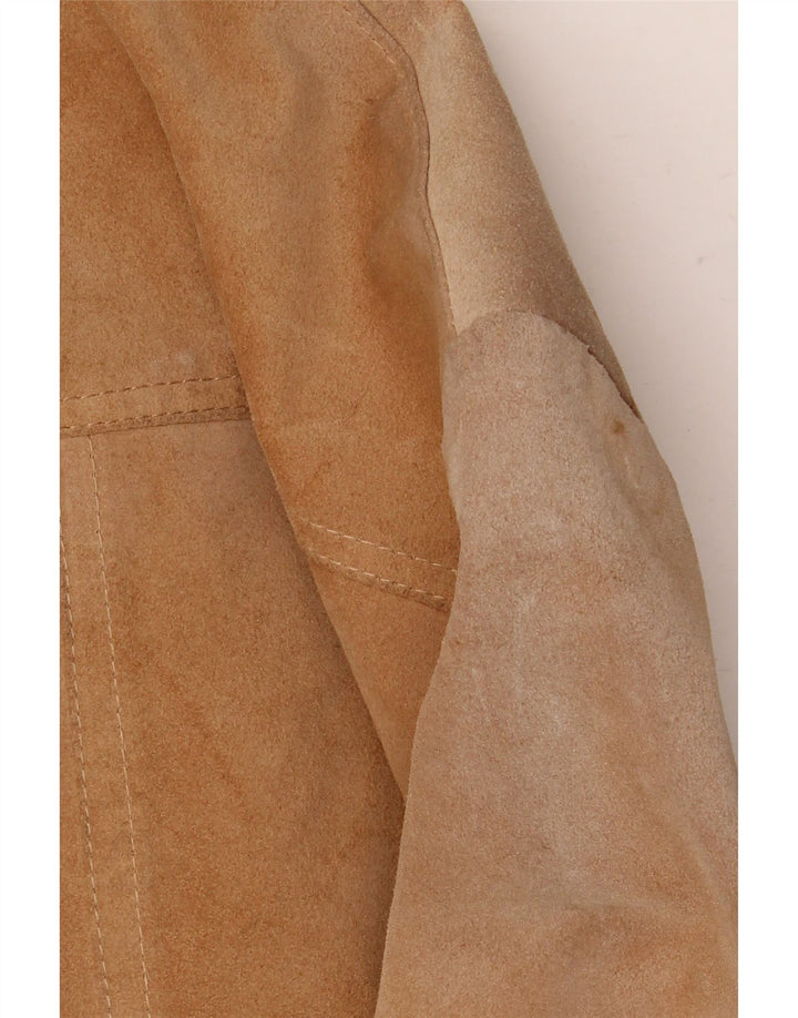 Barone Damen Wildlederjacke UK 10 Small Beige Leder