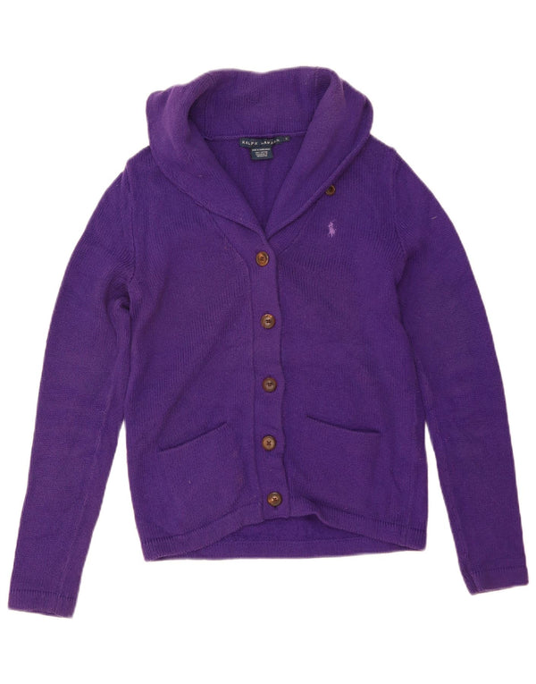 Ralph Lauren Damen-Cardigan-Pullover UK 10 Small Lila Baumwolle
