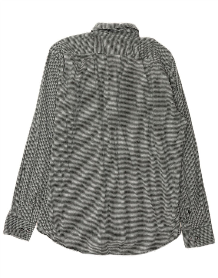 Hugo Boss Herren-Hemd mit normaler Passform, Größe 40 15 3/4, mittelgrün, geometrisch