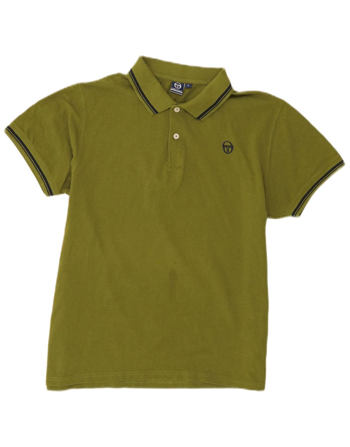 Sergio Tacchini Herren-Poloshirt, große Khaki-Baumwolle