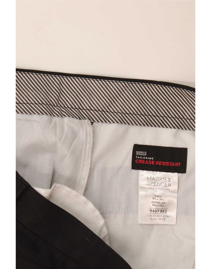 Gerade Herren-Anzughose von Marks & Spencer, W36, L33, Schwarz, Polyester