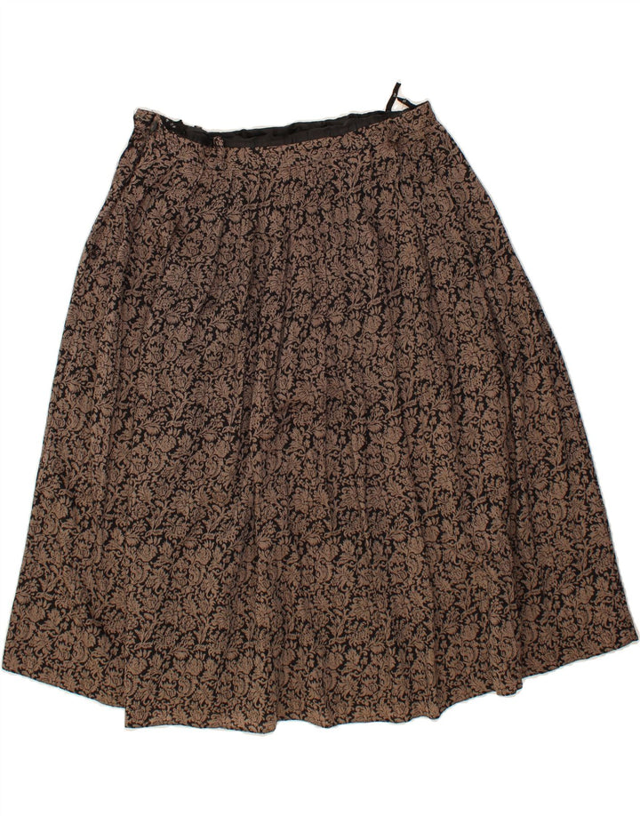 VINTAGE Womens A-Line Skirt IT 46 Large W34 Brown Floral Polyester Vintage Vintage and Second-Hand Vintage from Messina Hembry 