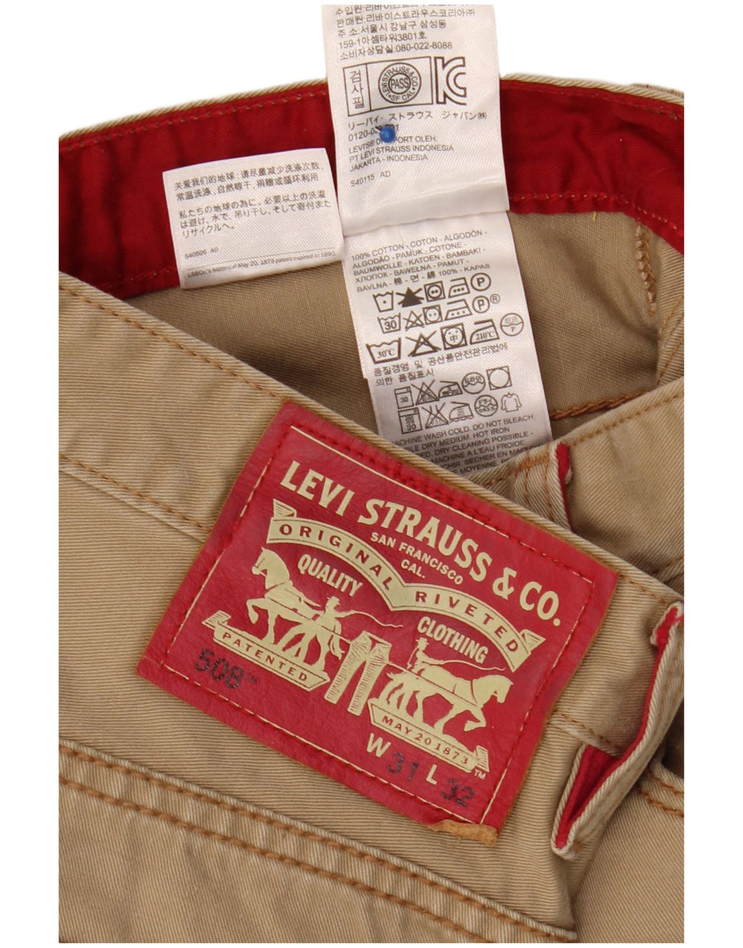 Levi's Herren 508 Regular Tapered Jeans W31 L32 Beige Baumwolle