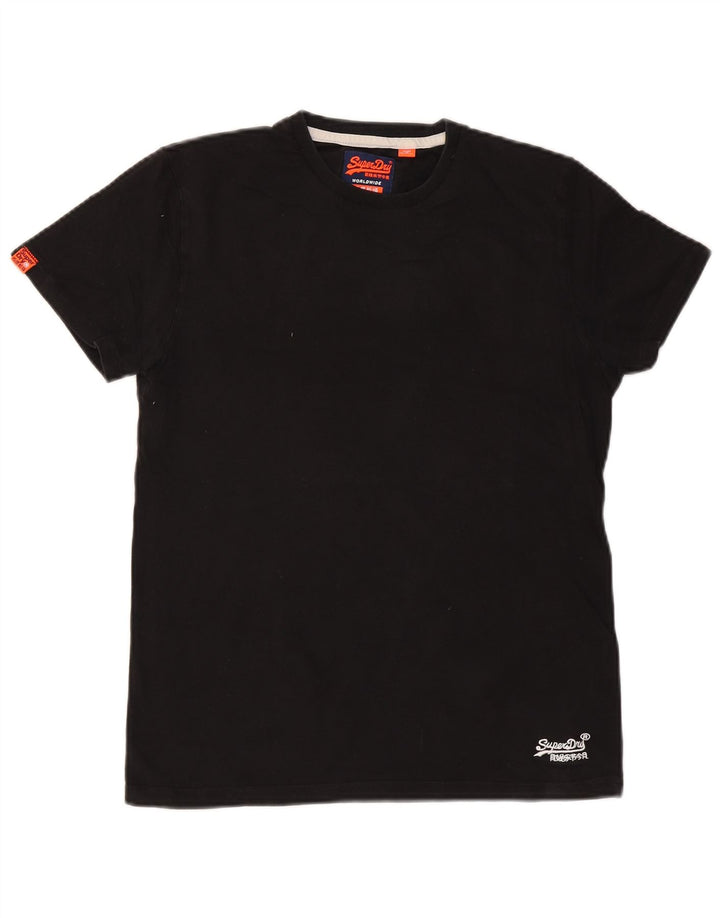 SUPERDRY Herren T-Shirt-Oberteil aus mittelschwarzer Baumwolle