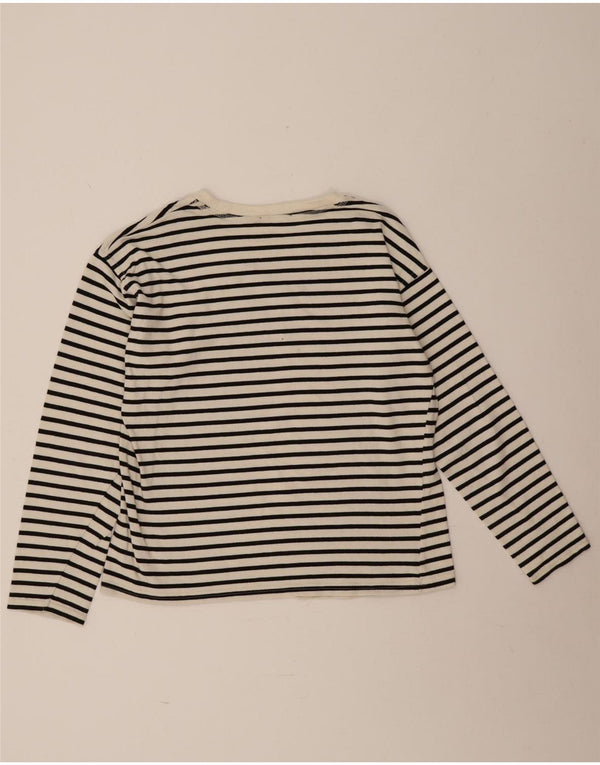 Zara Damen Top Langarm UK 14 Medium Schwarz gestreift