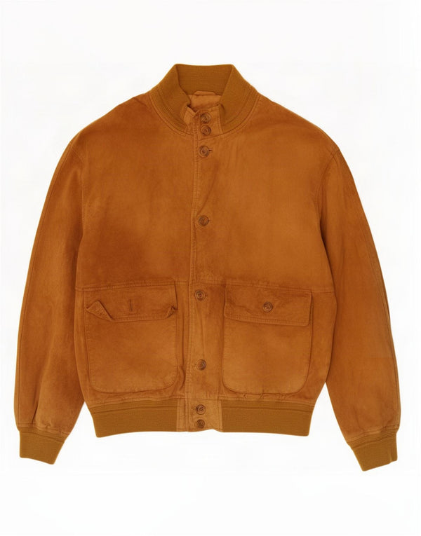 Vintage Herren Wildleder Bomberjacke IT 50 Großes Beige Leder