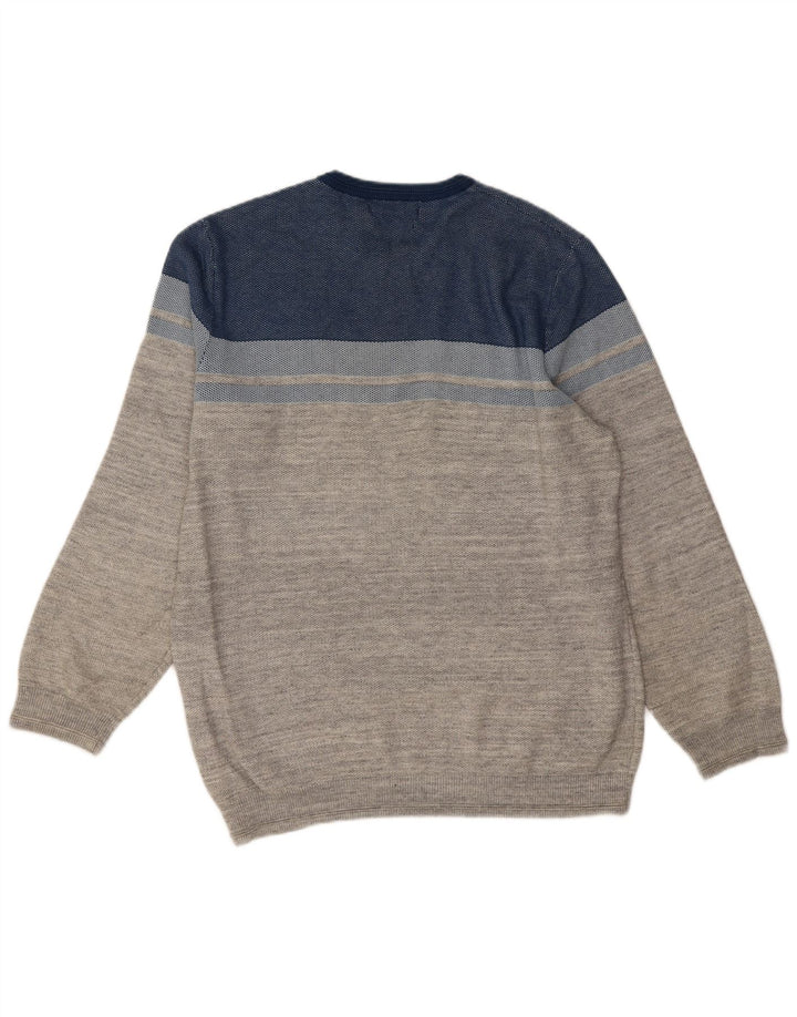 Marks & Spencer Herren-Pullover mit Rundhalsausschnitt, groß, graue Blockfarben-Baumwolle