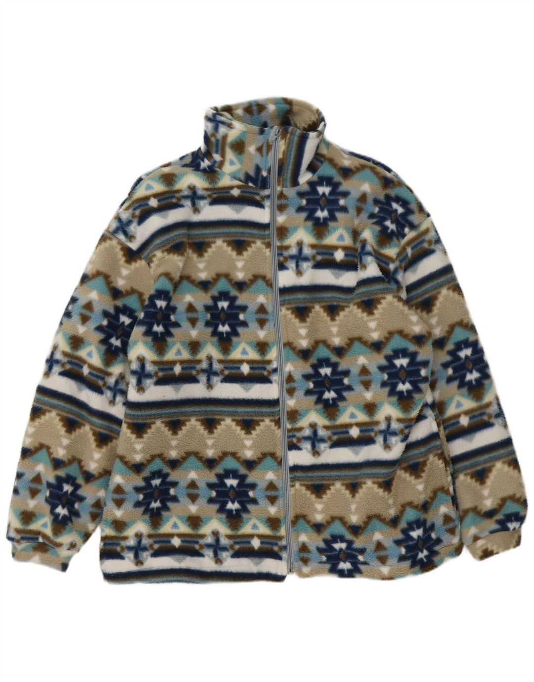 Vintage Herren Fleecejacke UK 40 Groß Mehrfarbig Geometrisch