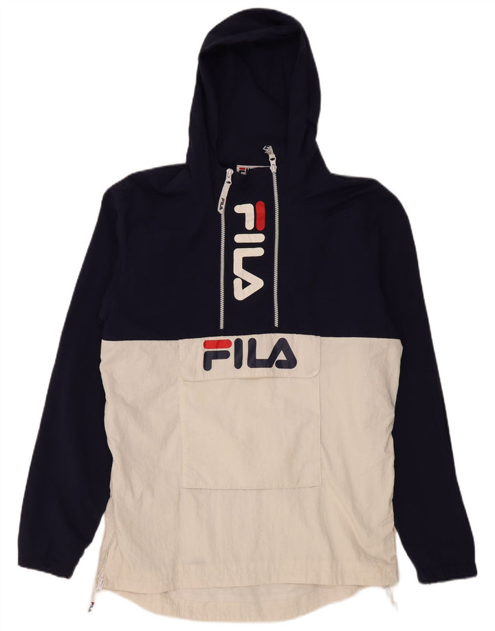 Fila Herren Kapuzenpullover Regenjacke UK 36 Small Marineblau Farbblock