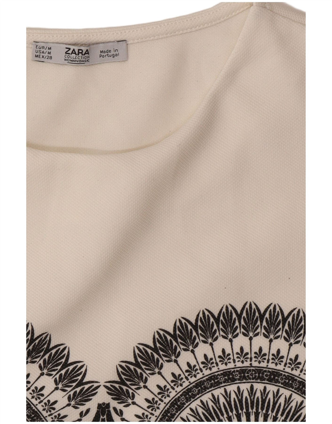 Zara Damen ärmelloses Etuikleid UK 12 Mittelweiß geometrisch