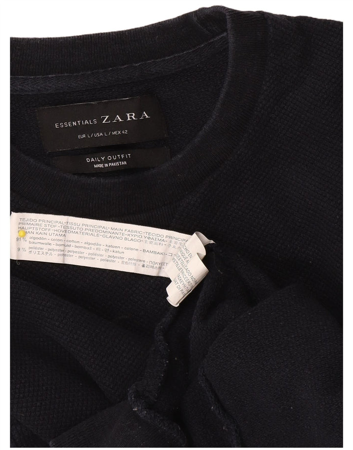 Zara Herren-Sweatshirt, Pullover, groß, marineblau, Baumwolle