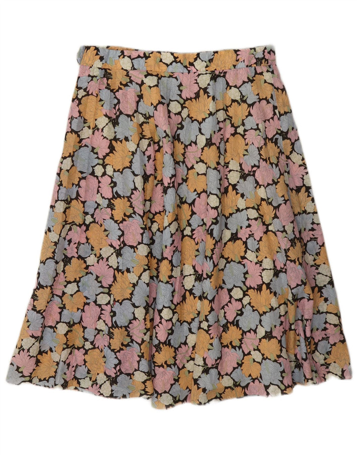 Vintage Damen A-Linie Rock W28 Kleines mehrfarbiges Blumenmuster