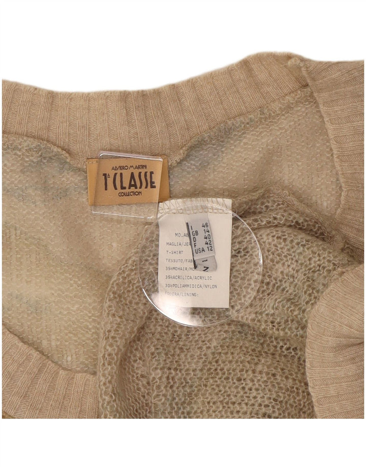 ALVIERO MARTINI Damen-Pullover mit U-Boot-Ausschnitt, UK 14, Mittelbeige