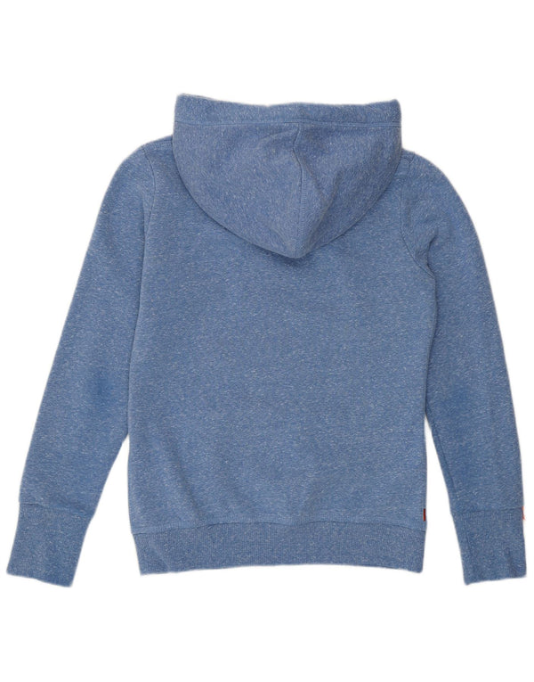 Superdry Damen Kapuzenpullover UK 8 Small Blau geflecktes Polyester