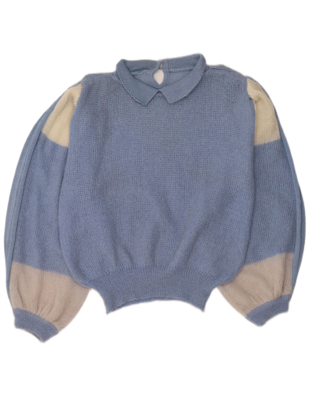 Vintage Damen Rollkragenpullover IT 44 Mittelblauer Farbblock