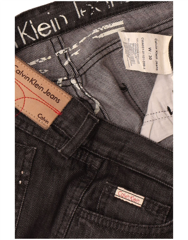 Calvin Klein Damen Straight Jeans W30 L28 Schwarze Baumwolle